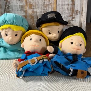 Lillian Vernon Hand Puppets Set Police Fireman Doctor Construction Plush Kid Toy
